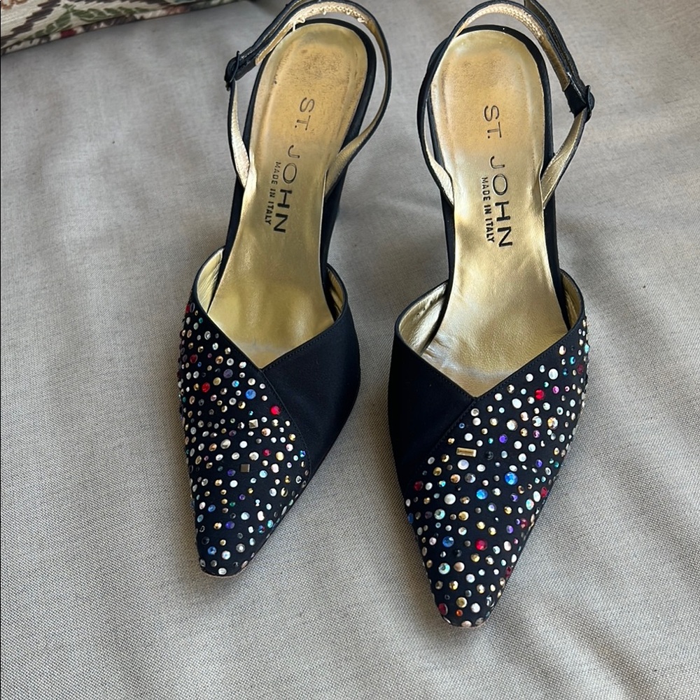 St. John Women's Black Embellished Heels